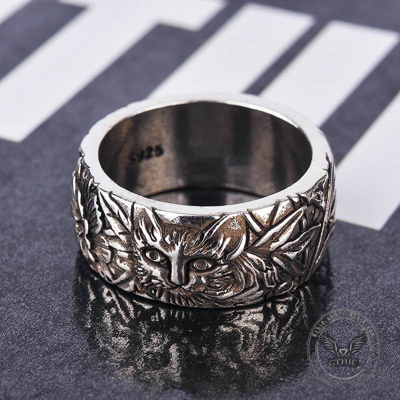 Cat In Flowers Alloy Ring