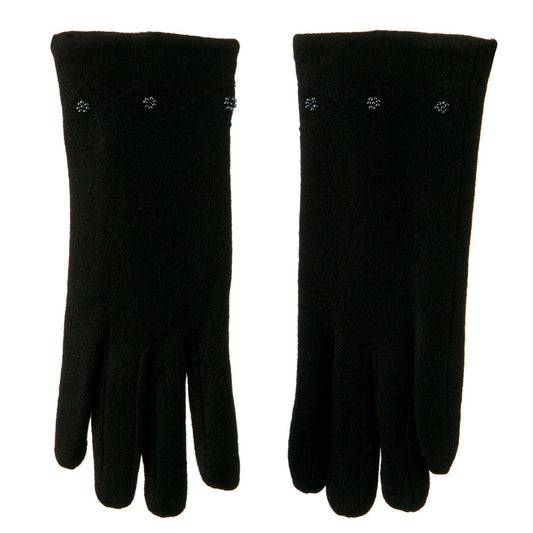 Ladies Cashmere Criss Cross Horizontal Stitching Beaded Glove