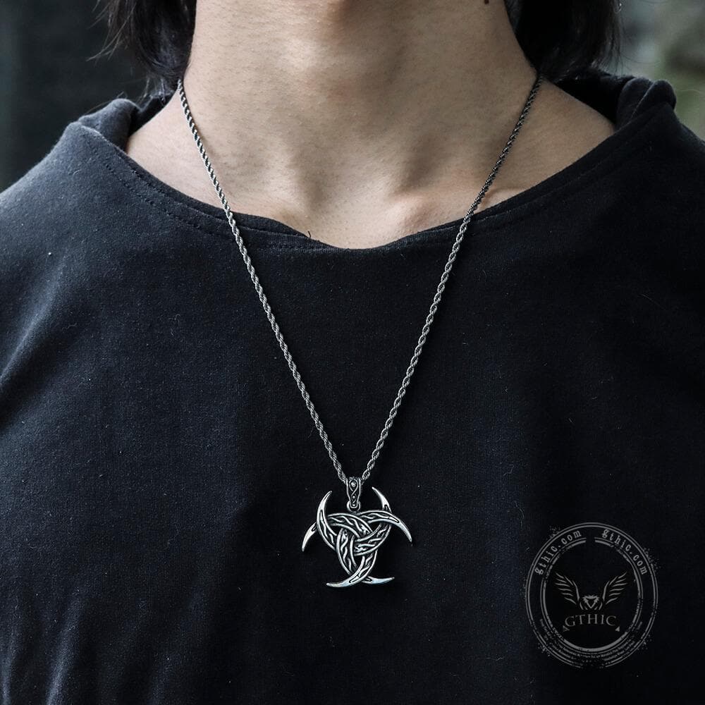 Celtic Crescent Triquetra Stainless Steel Pendant