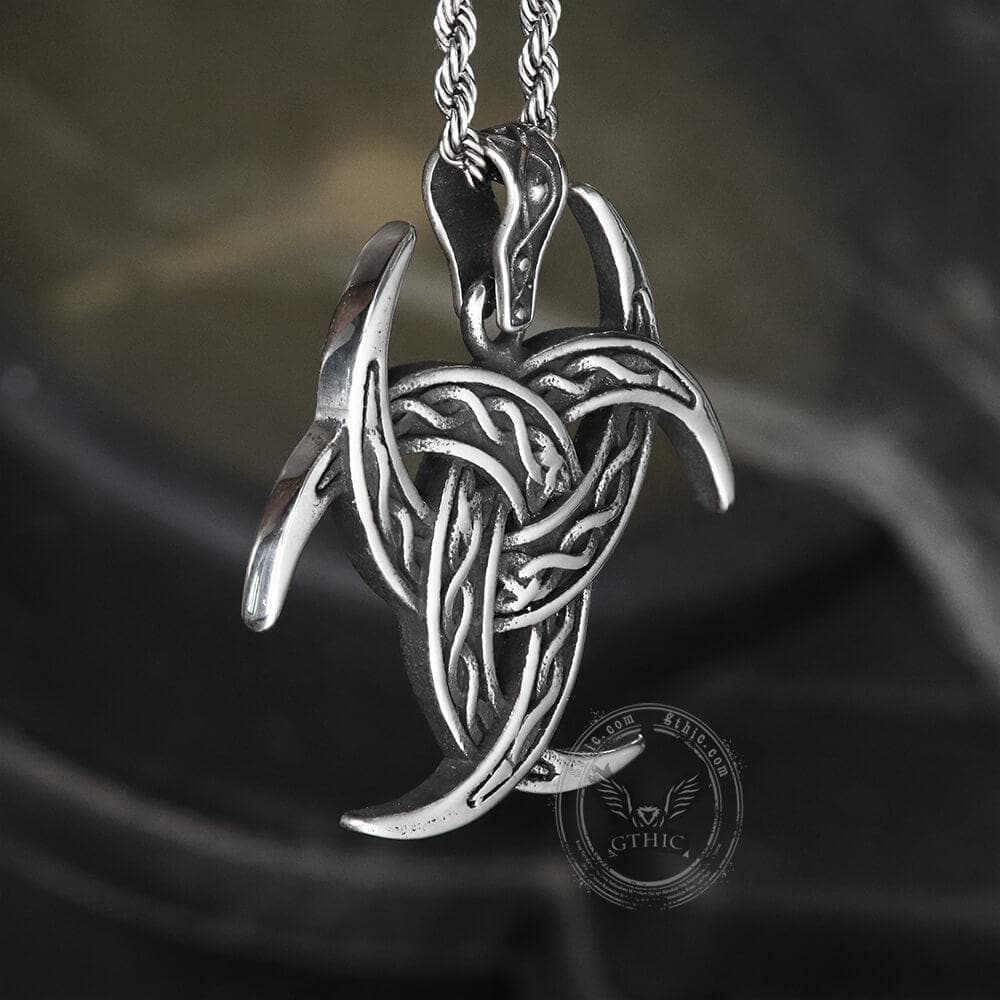 Celtic Crescent Triquetra Stainless Steel Pendant