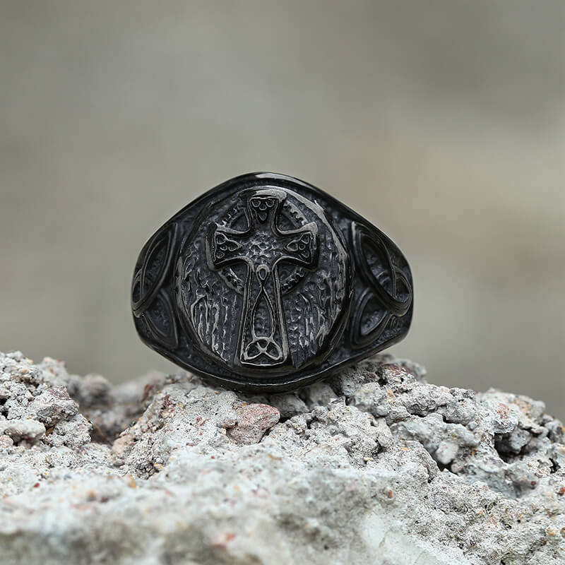 Celtic Cross Knot Stainless Steel Ring