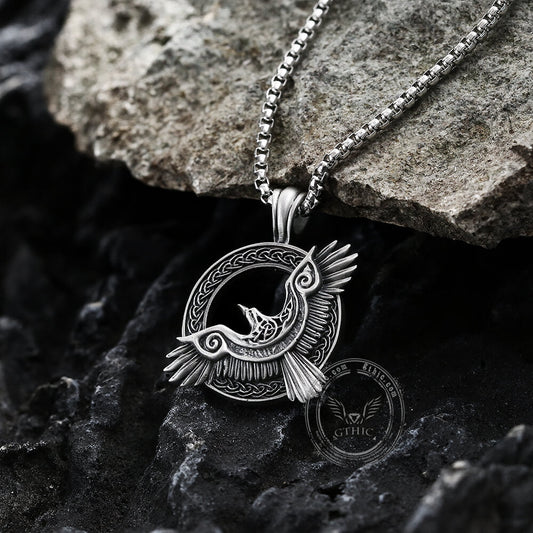 Celtic Knot Raven Pure Tin Viking Necklace