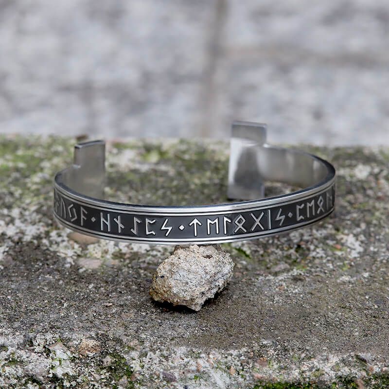Celtic Knot Runes Stainless Steel Viking Cuff Bracelet