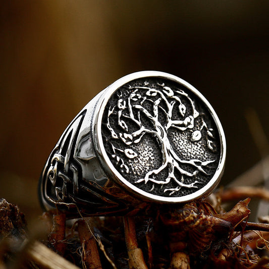 Celtic Knot Tree of Life Stainless Steel Viking Ring