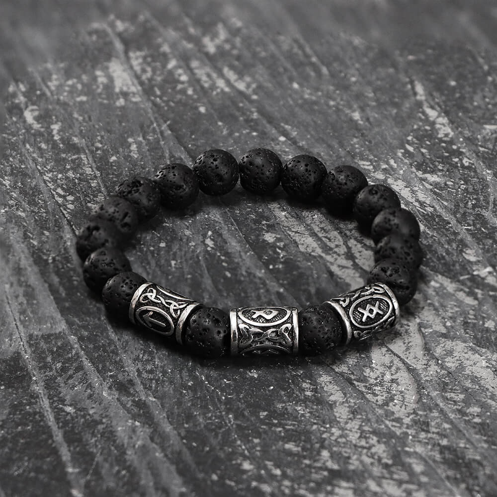 Celtic Knot Volcanic Rock Stainless Steel Bracelet