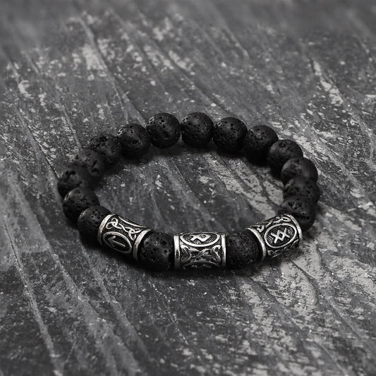 Celtic Knot Volcanic Rock Stainless Steel Bracelet