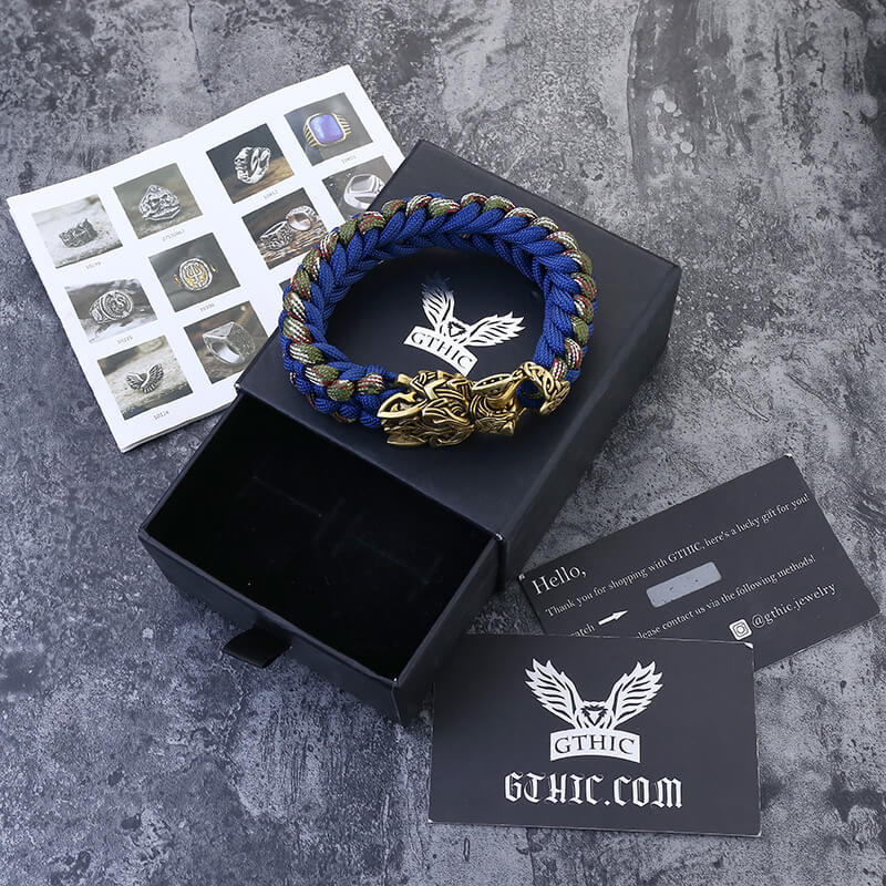 Celtic Wolf Brass Paracord Bracelet