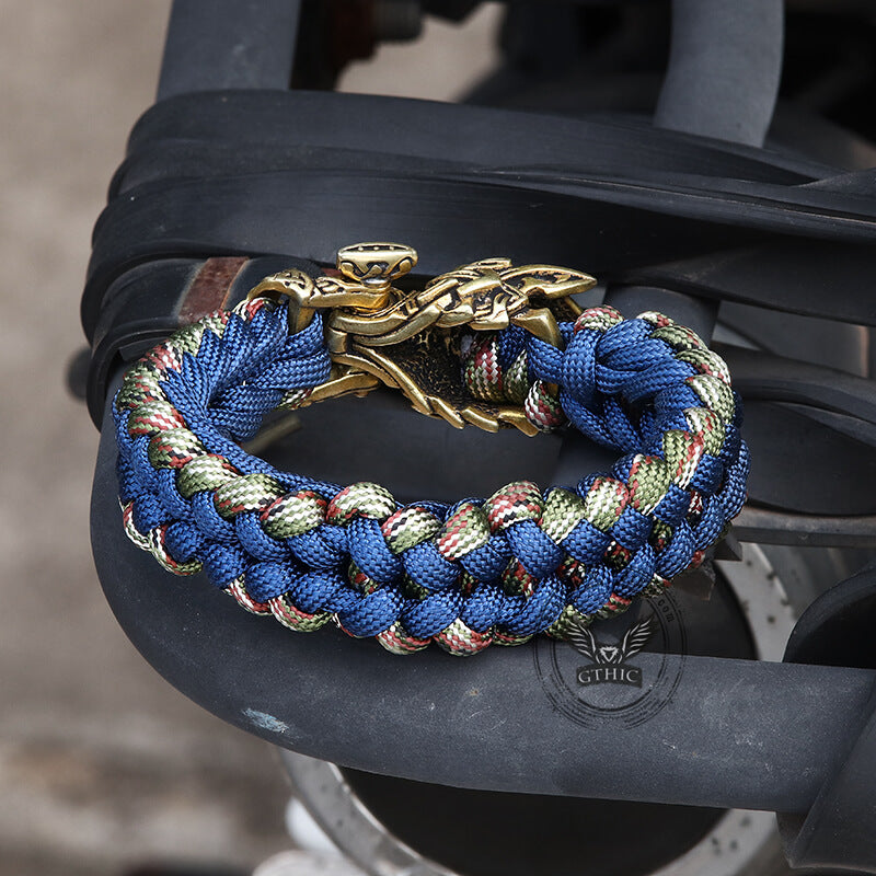 Celtic Wolf Brass Paracord Bracelet