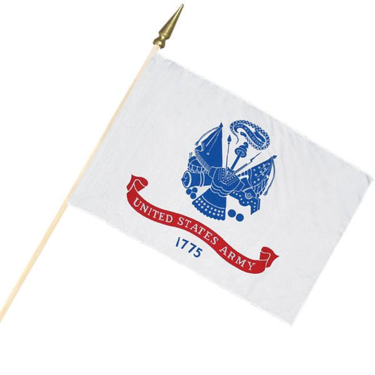 Army Cemetery Flag – 12" x 18" with Wood Staff & Gold Spear | Made in USA