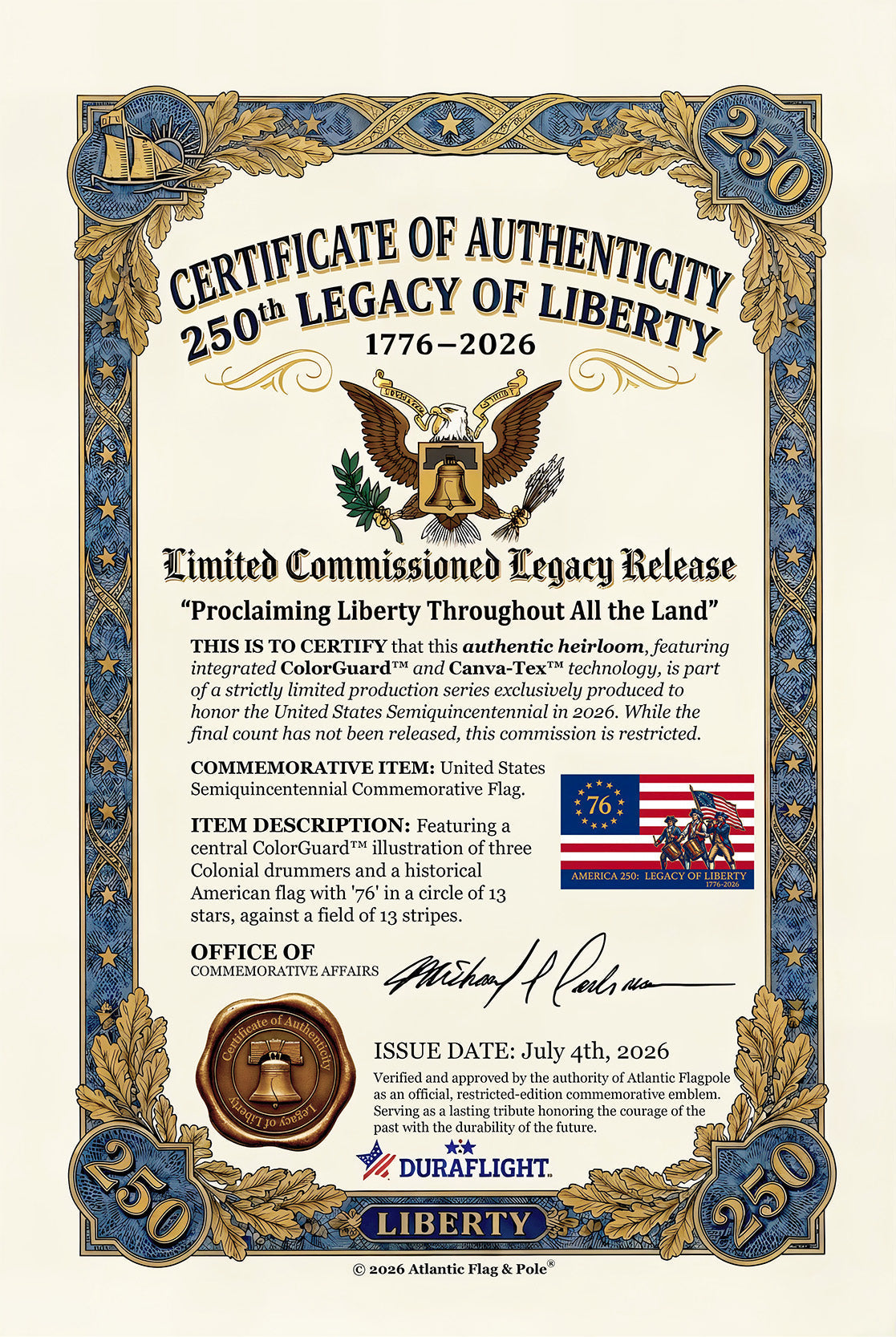 America 250: Legacy of Liberty Flag (1776-2026) – Official Commemorative Issue | DURA-FLIGHT™ Limited Edition Heavy Duty 3’x5’