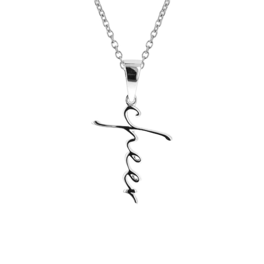 Cheer Script Cross Necklace