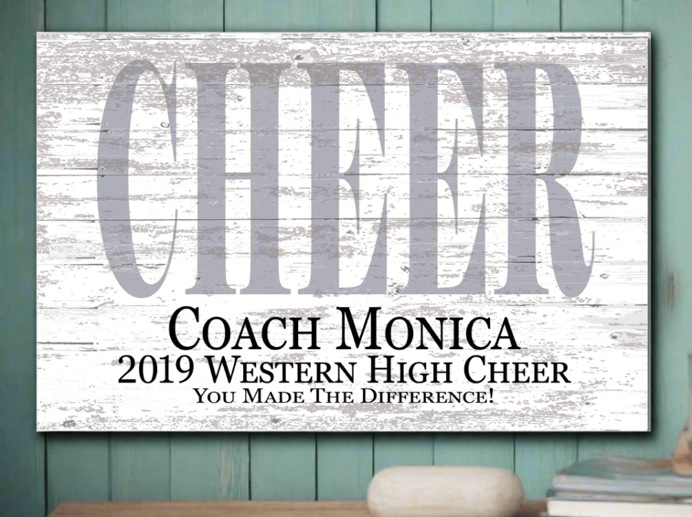 Custom Cheer Coach Gift – Signable Plaque from Team | Personalized Cheerleading Coach Wall Art