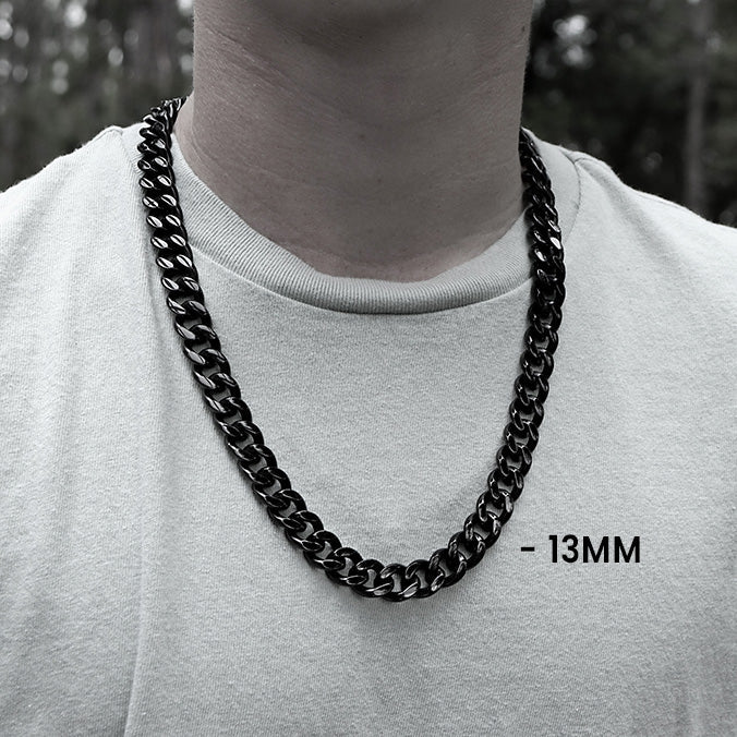 Black Stainless Steel Curb Chain Necklace