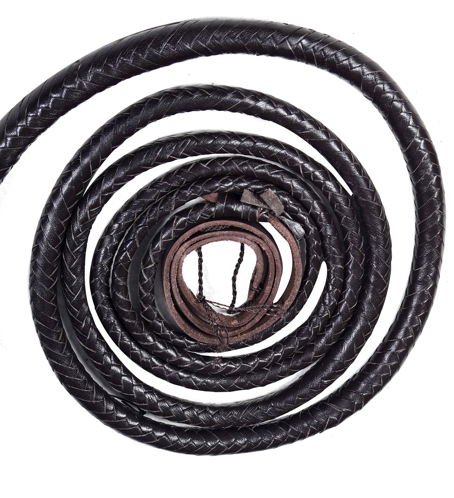 Choco Black Leather Bull Whip – Handmade Braided Whipcracking Whip