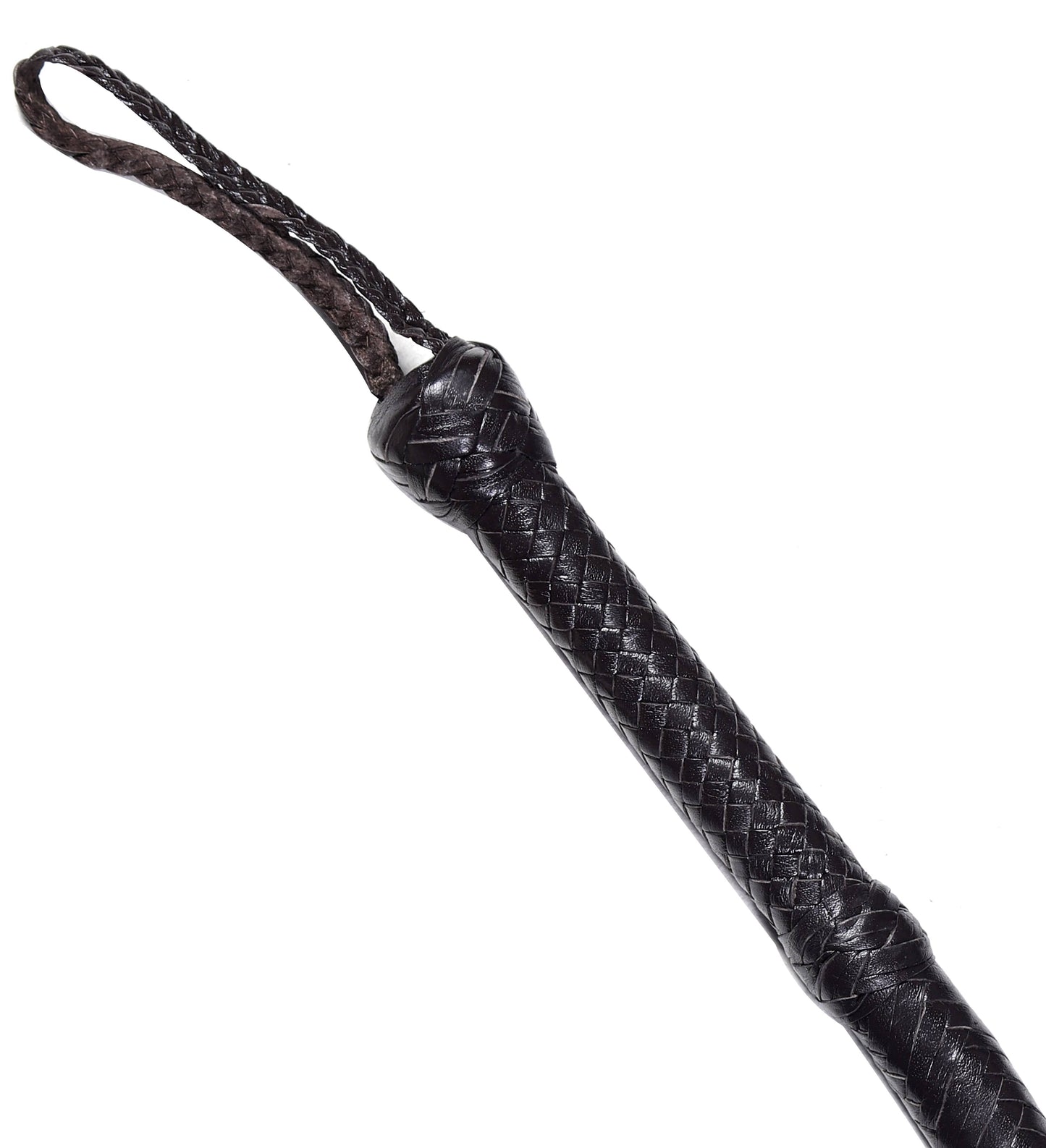 Choco Black Leather Bull Whip – Handmade Braided Whipcracking Whip
