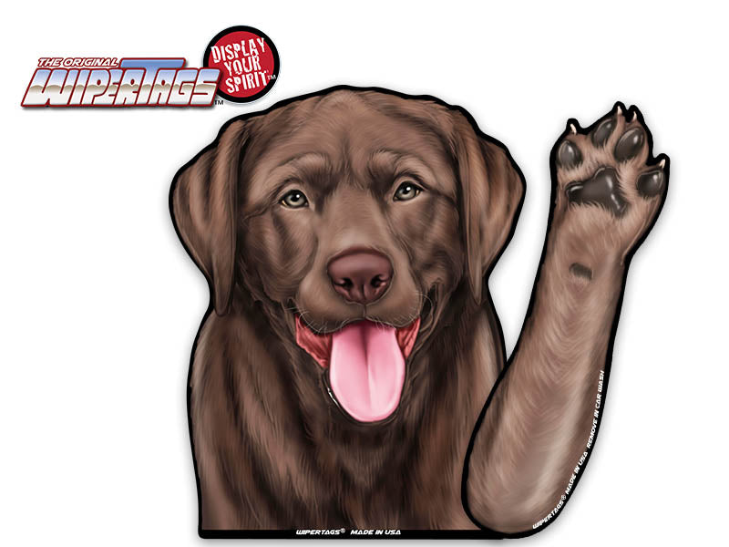 Chocolate Lab "Bear" Waving Dog WiperTags