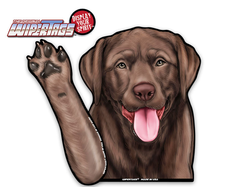 Chocolate Lab "Bear" Waving Dog WiperTags