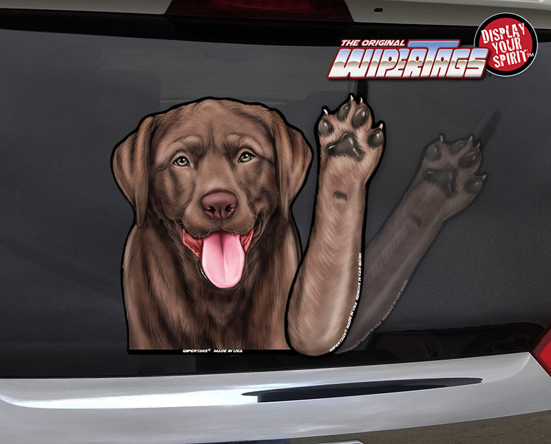 Chocolate Lab "Bear" Waving Dog WiperTags