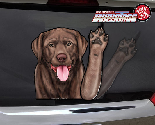 Chocolate Lab "Bear" Waving Dog WiperTags