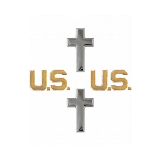 Christian Chaplain Officer Branch Insignia Set with U.S. Letters