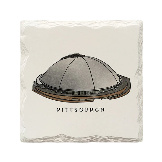 Civic Arena "The Igloo" Mellon Arena Pittsburgh Ceramic Drink Coaster by The Doodle Line