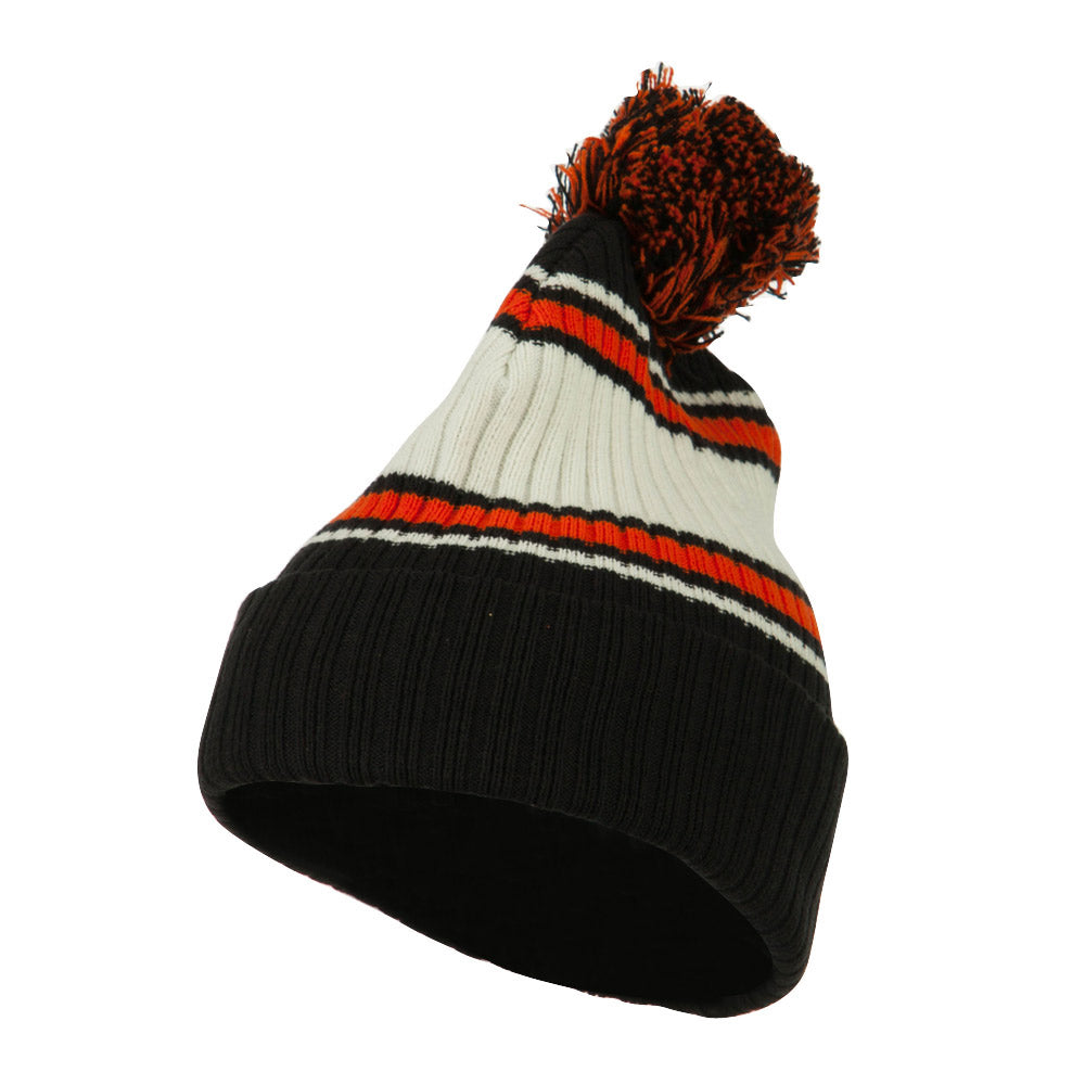 Contrast Jacquard Striped Cuff Watch Cap Beanie