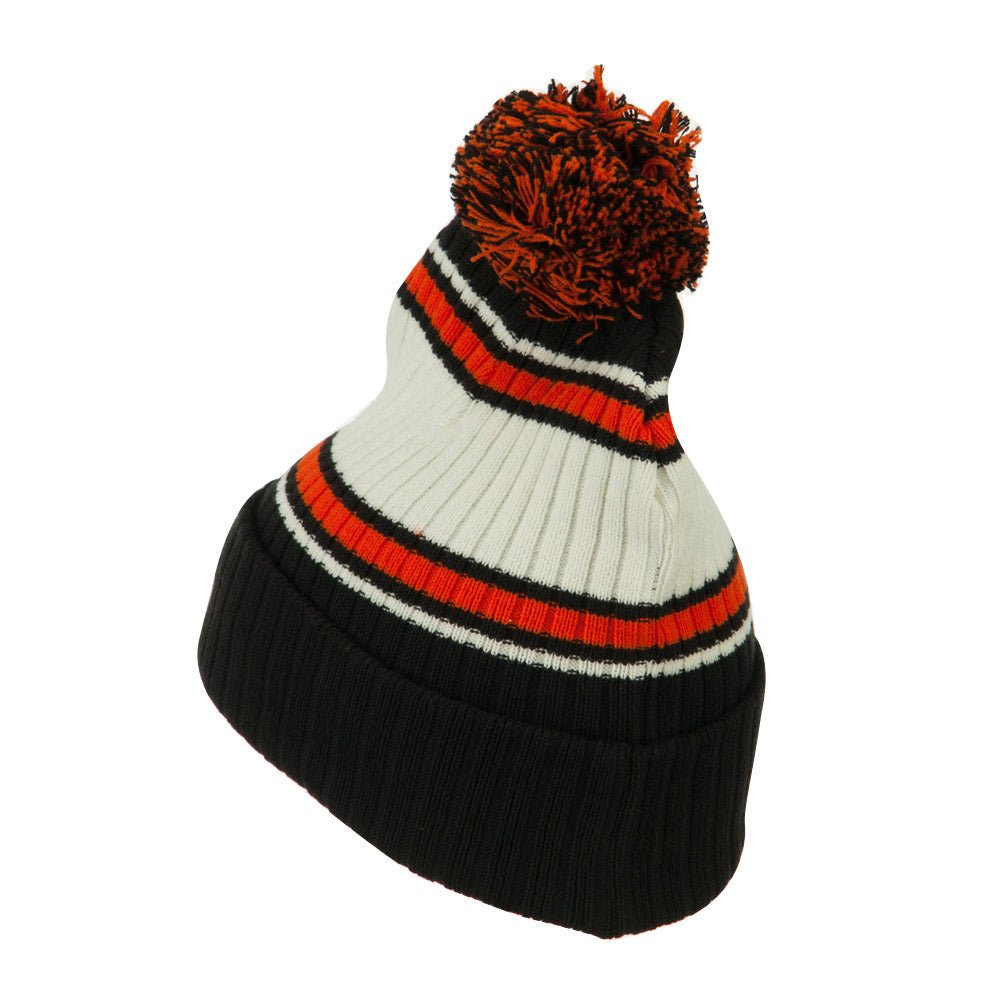 Contrast Jacquard Striped Cuff Watch Cap Beanie