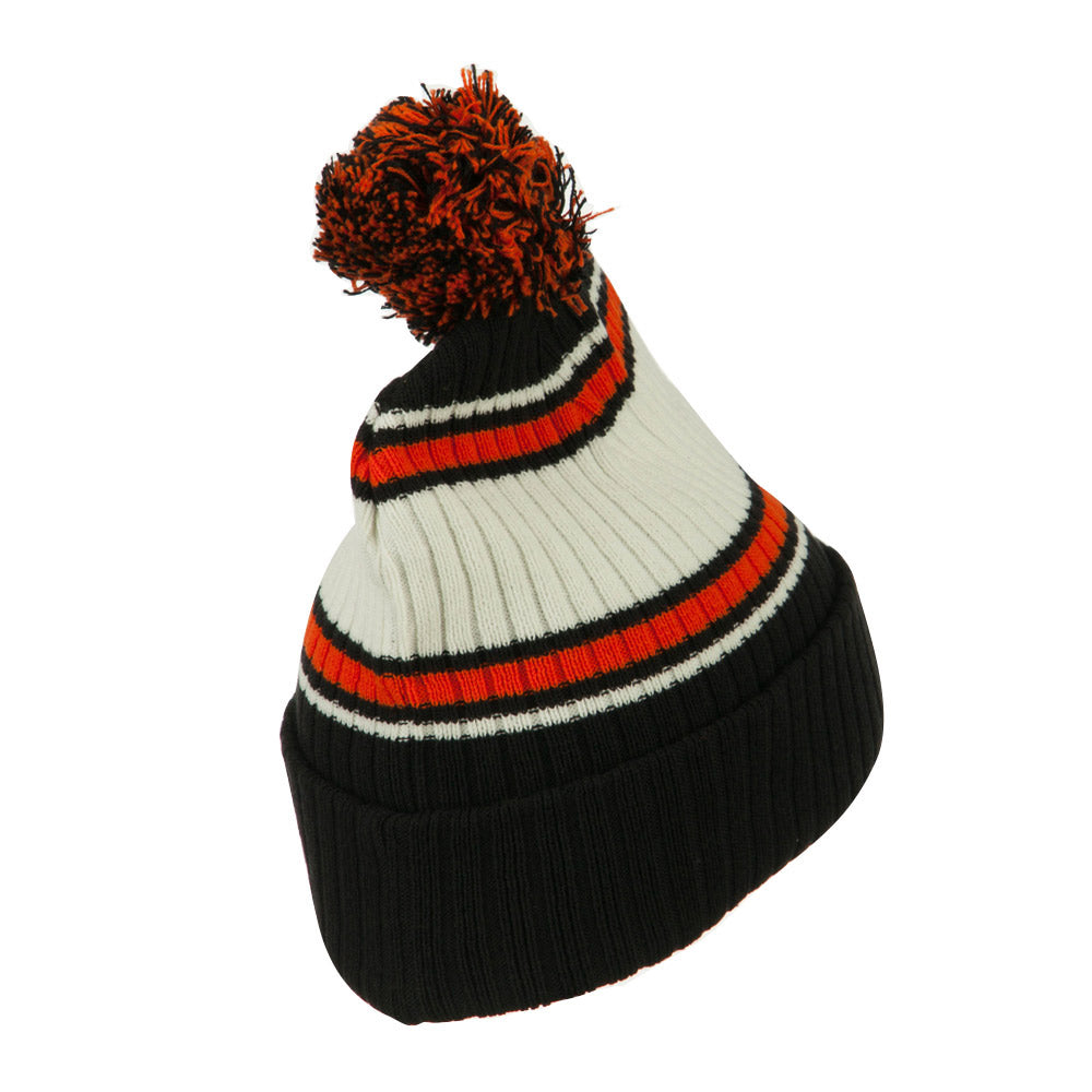 Contrast Jacquard Striped Cuff Watch Cap Beanie