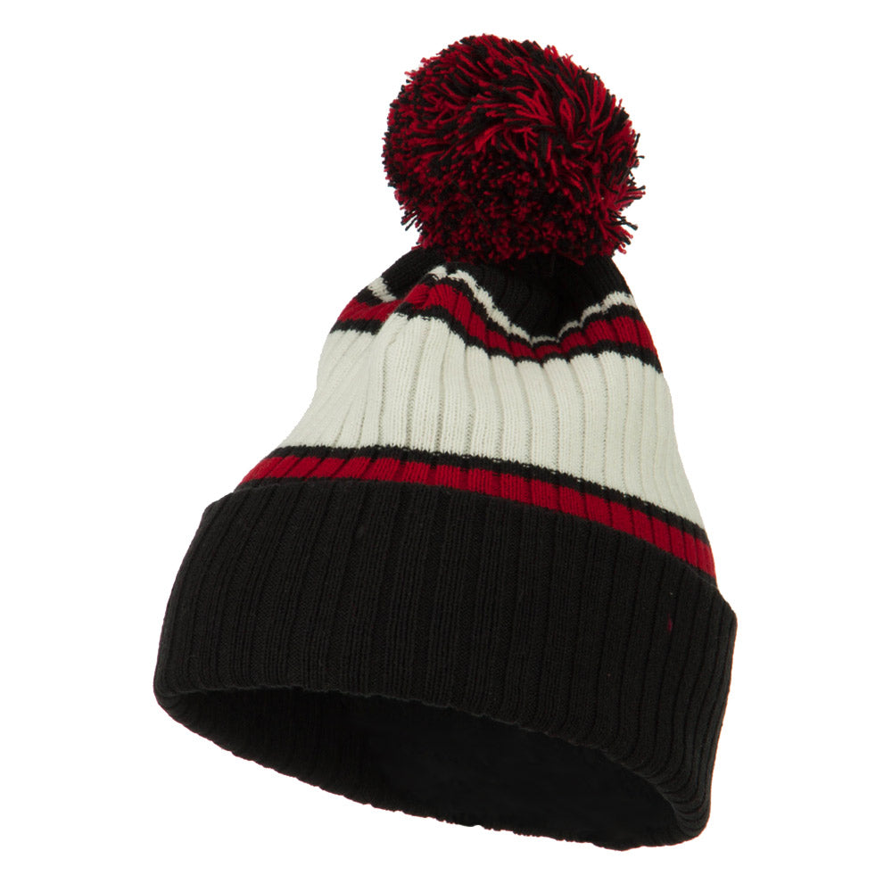 Contrast Jacquard Striped Cuff Watch Cap Beanie