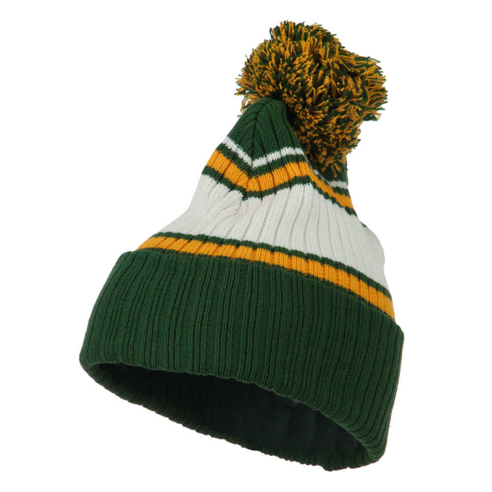 Contrast Jacquard Striped Cuff Watch Cap Beanie