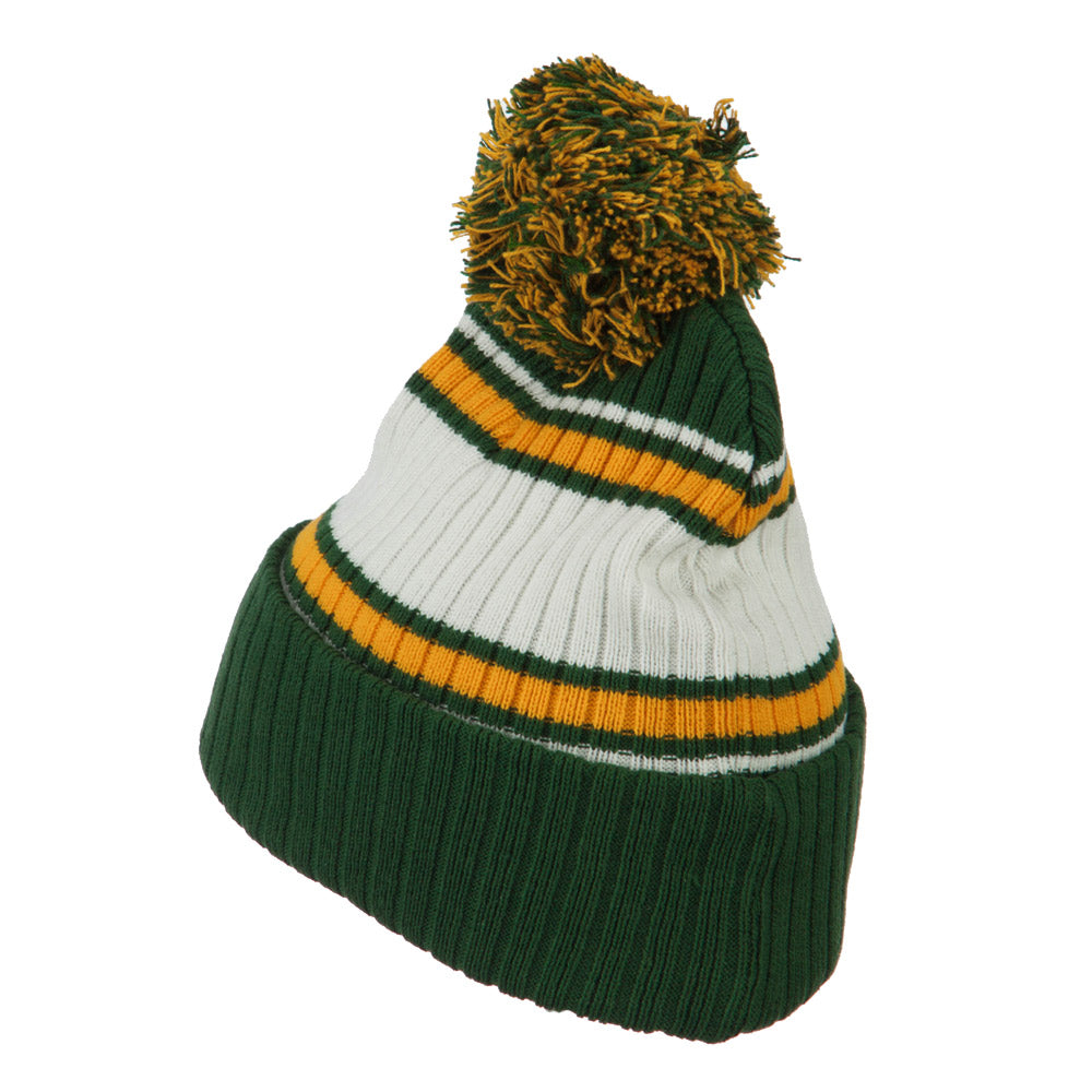 Contrast Jacquard Striped Cuff Watch Cap Beanie