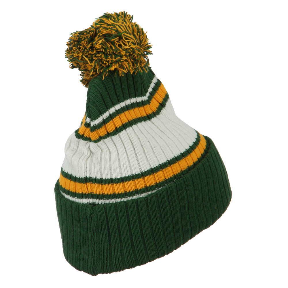 Contrast Jacquard Striped Cuff Watch Cap Beanie