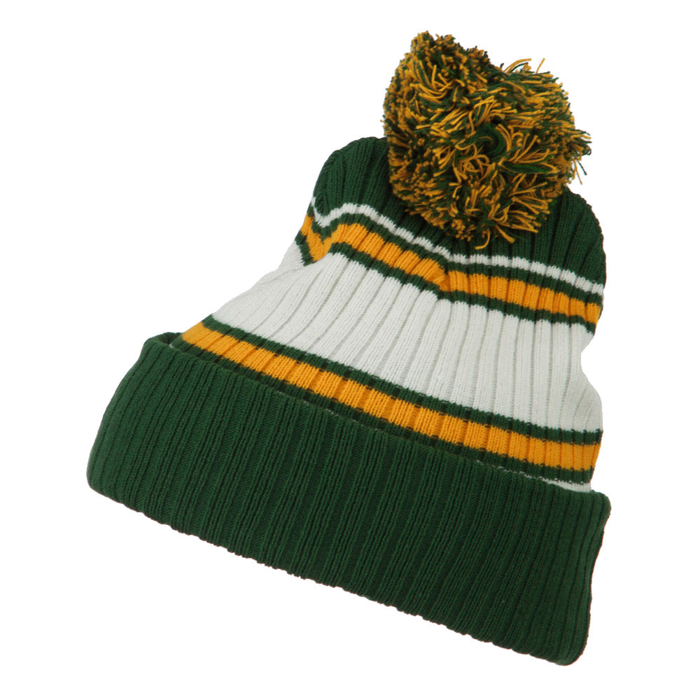 Contrast Jacquard Striped Cuff Watch Cap Beanie