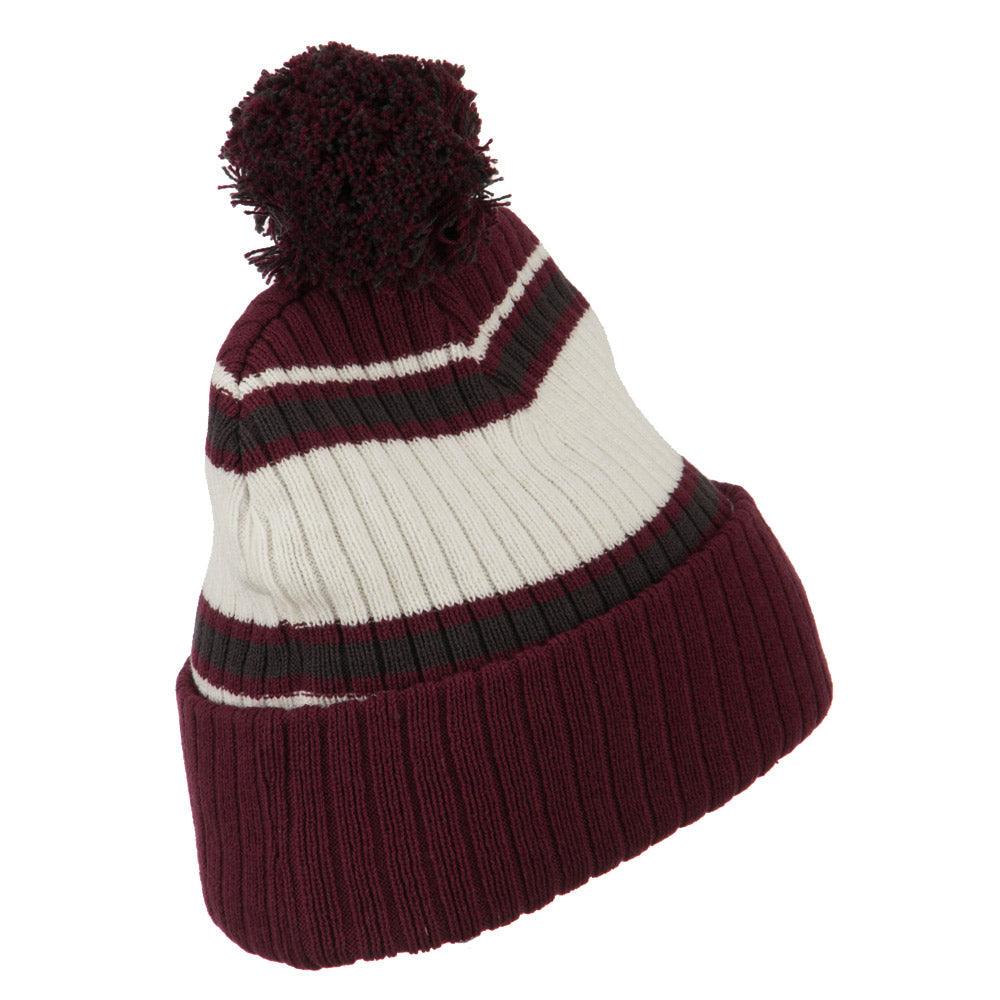 Contrast Jacquard Striped Cuff Watch Cap Beanie