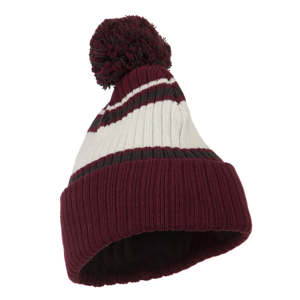 Contrast Jacquard Striped Cuff Watch Cap Beanie