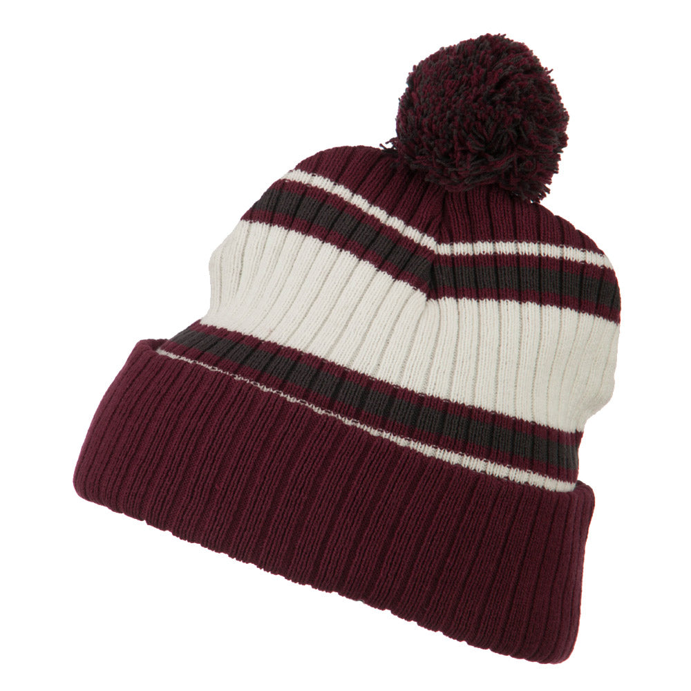 Contrast Jacquard Striped Cuff Watch Cap Beanie