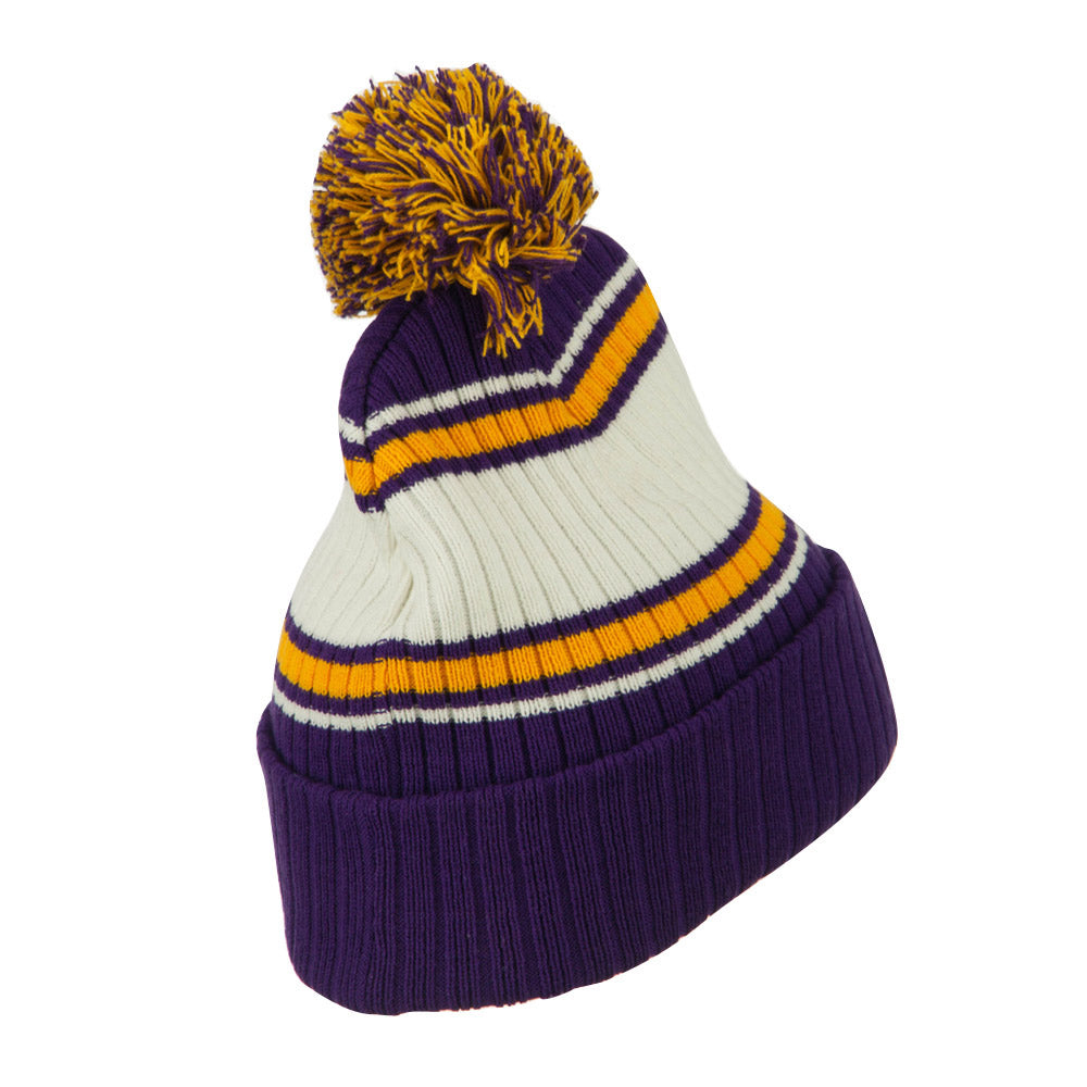 Contrast Jacquard Striped Cuff Watch Cap Beanie