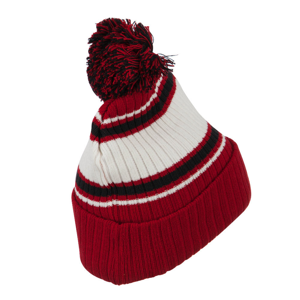 Contrast Jacquard Striped Cuff Watch Cap Beanie