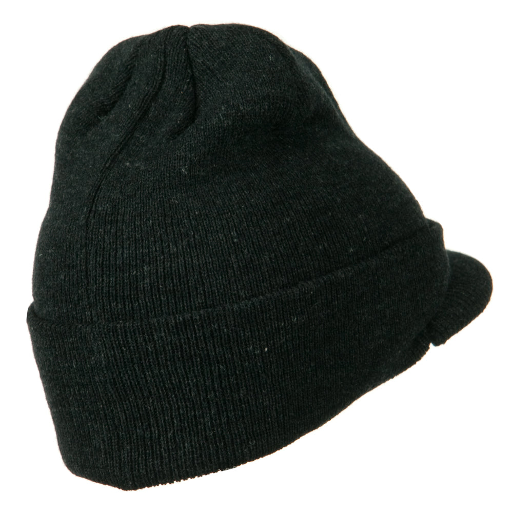 Cuff Knitted Beanie with Visor Bill