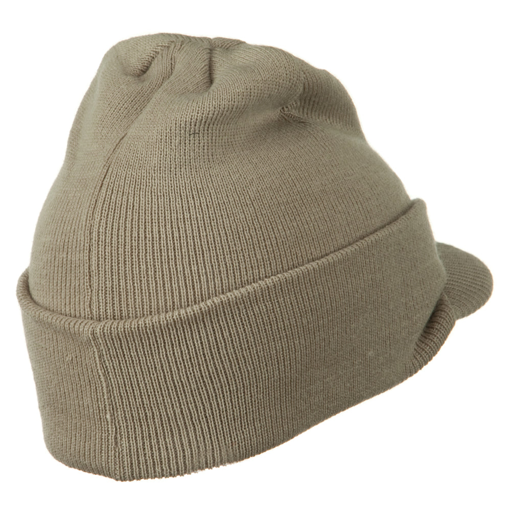 Cuff Knitted Beanie with Visor Bill
