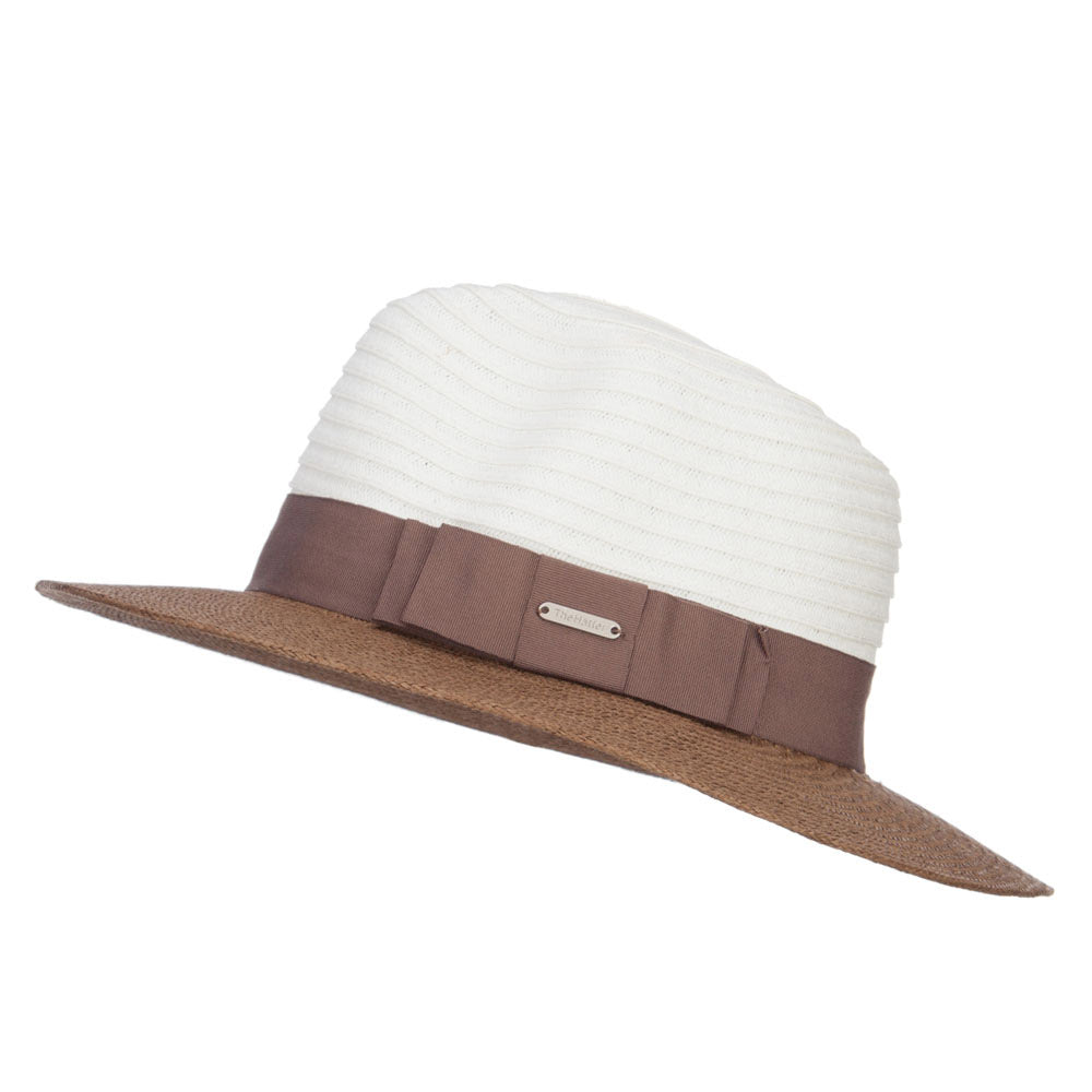 Color Block Panama Hat with Band