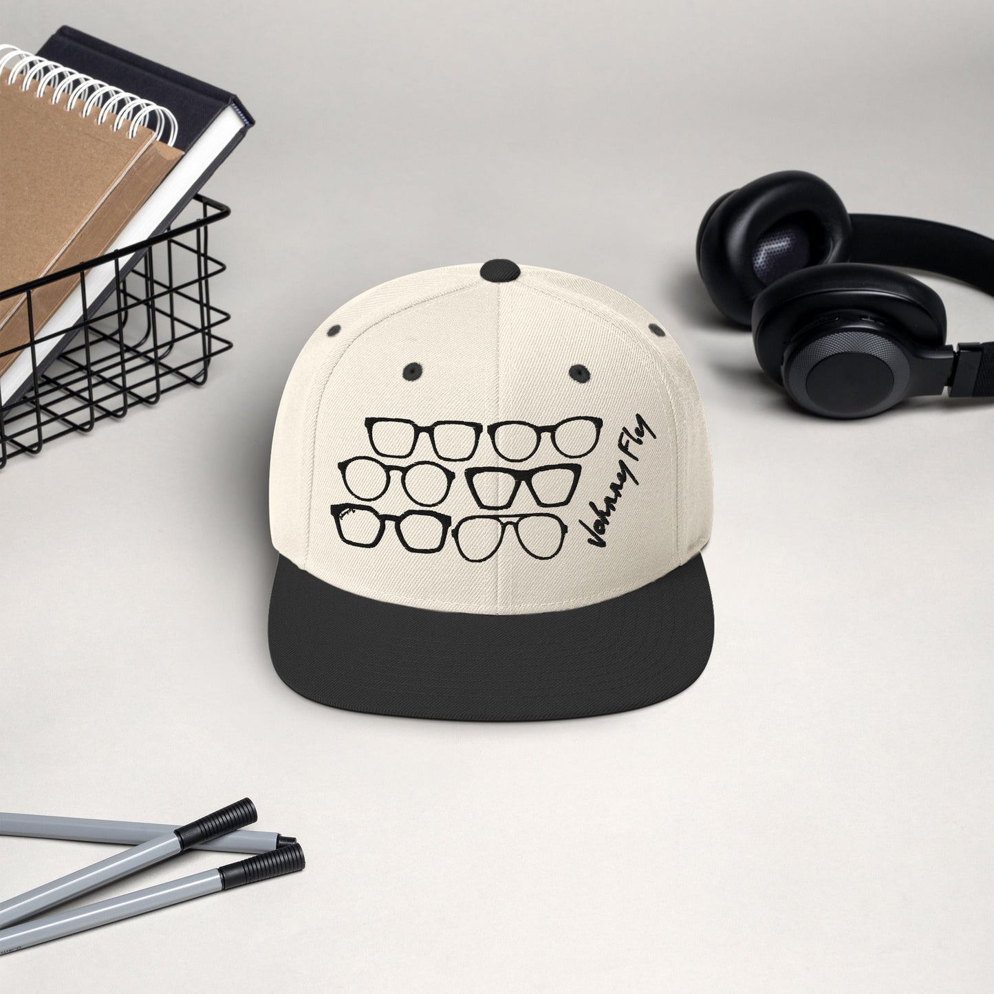 Fly Frames Snapback Hat - Creme/Black