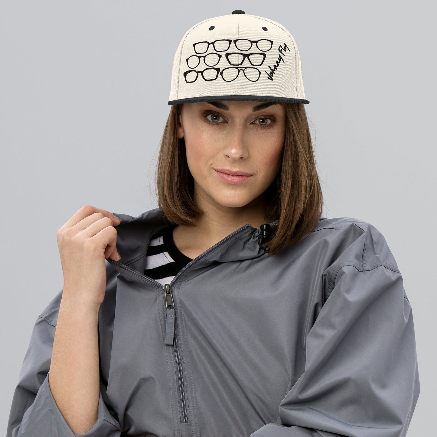 Fly Frames Snapback Hat - Creme/Black