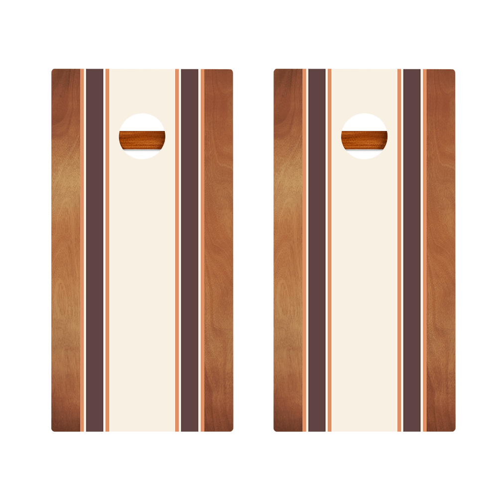 Classic Stripes Mahogany Brown and Orange Silver Series Cornhole Boards