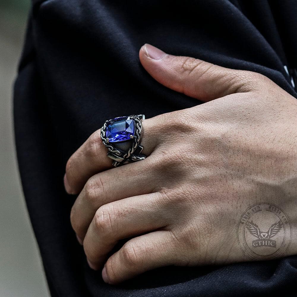 Classic Cross Knot Stainless Steel CZ Ring