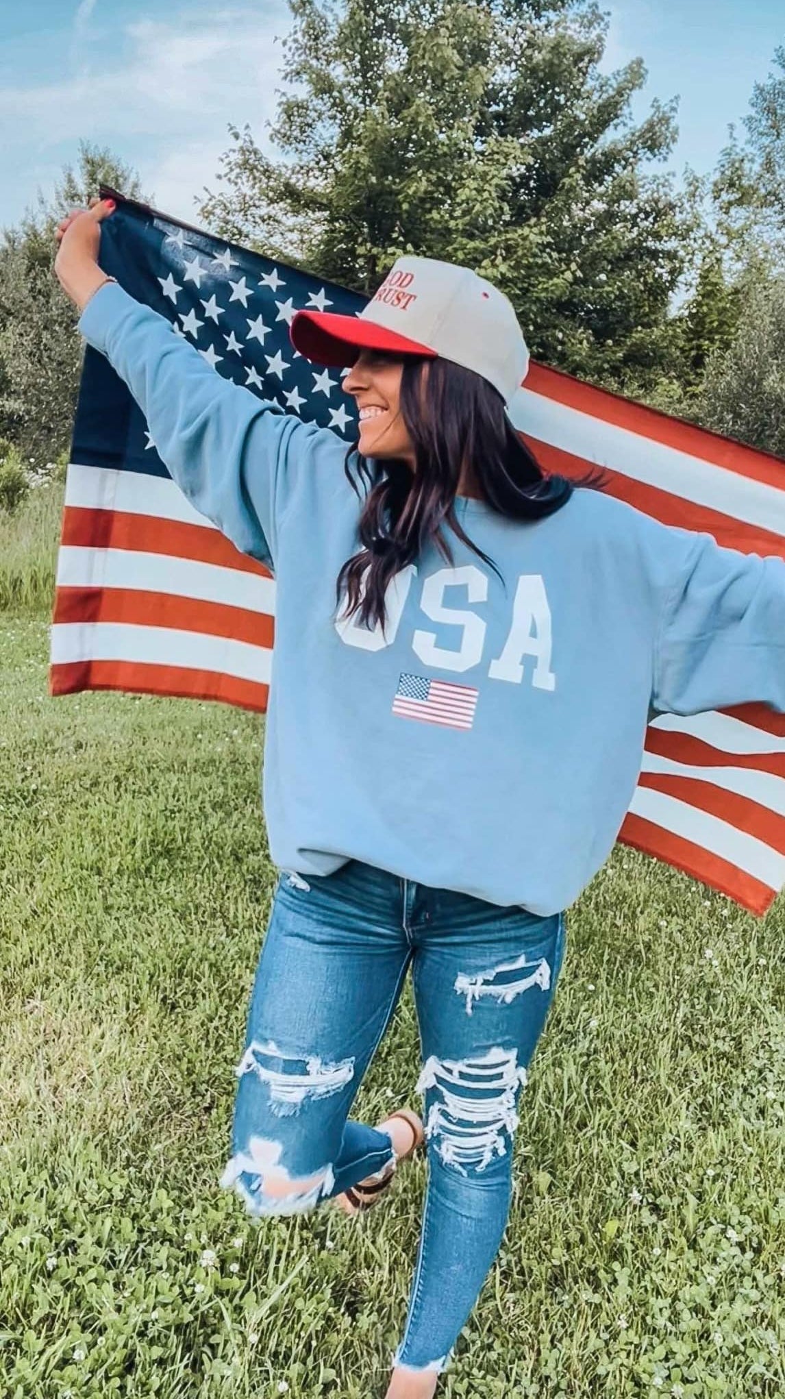 Classic USA Flag Crewneck Sweatshirt