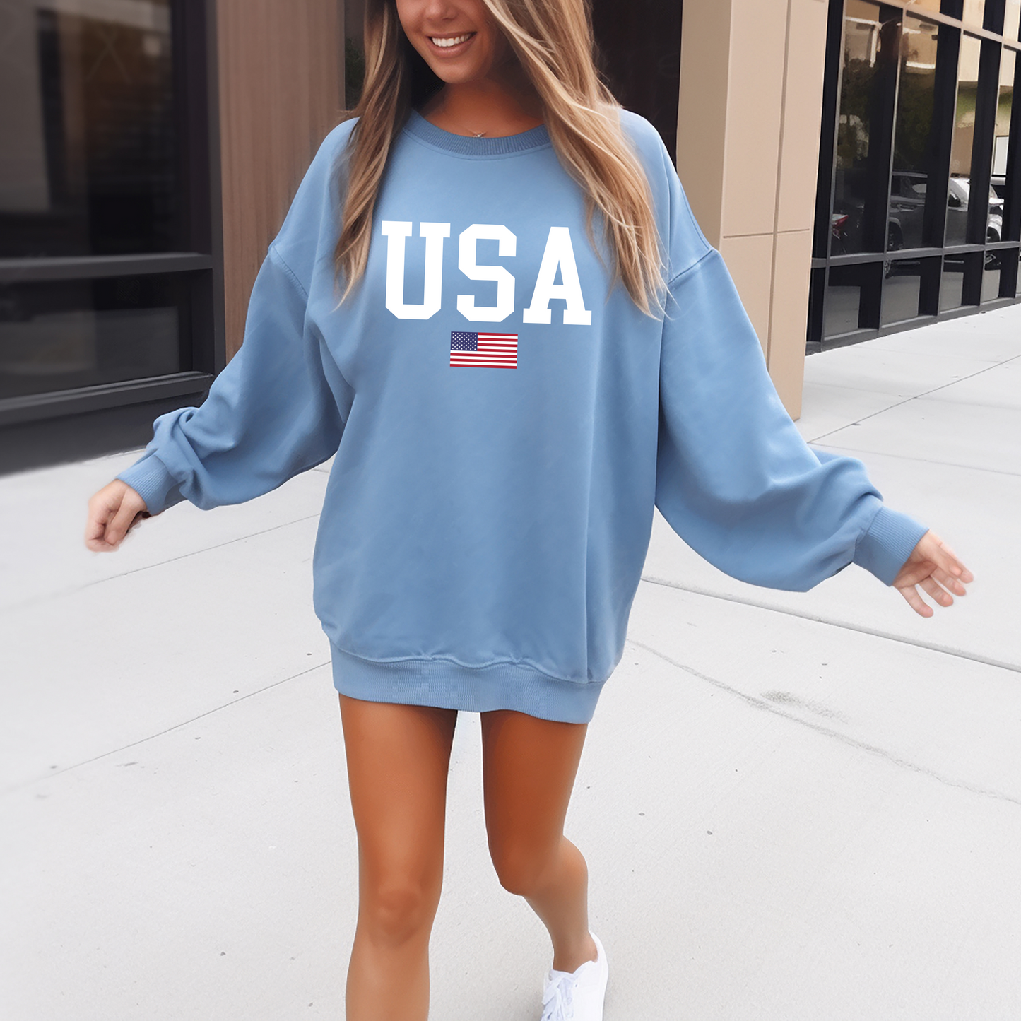Classic USA Flag Crewneck Sweatshirt