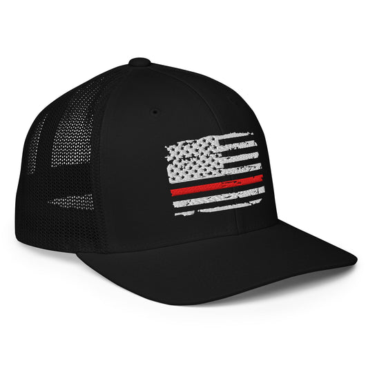 Thin Red Line USA Flag Mesh Back Trucker Hat