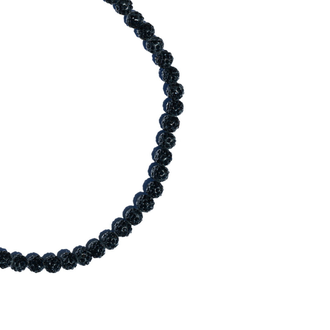 Blackout Iced Out Baseball Bead Necklace | Black