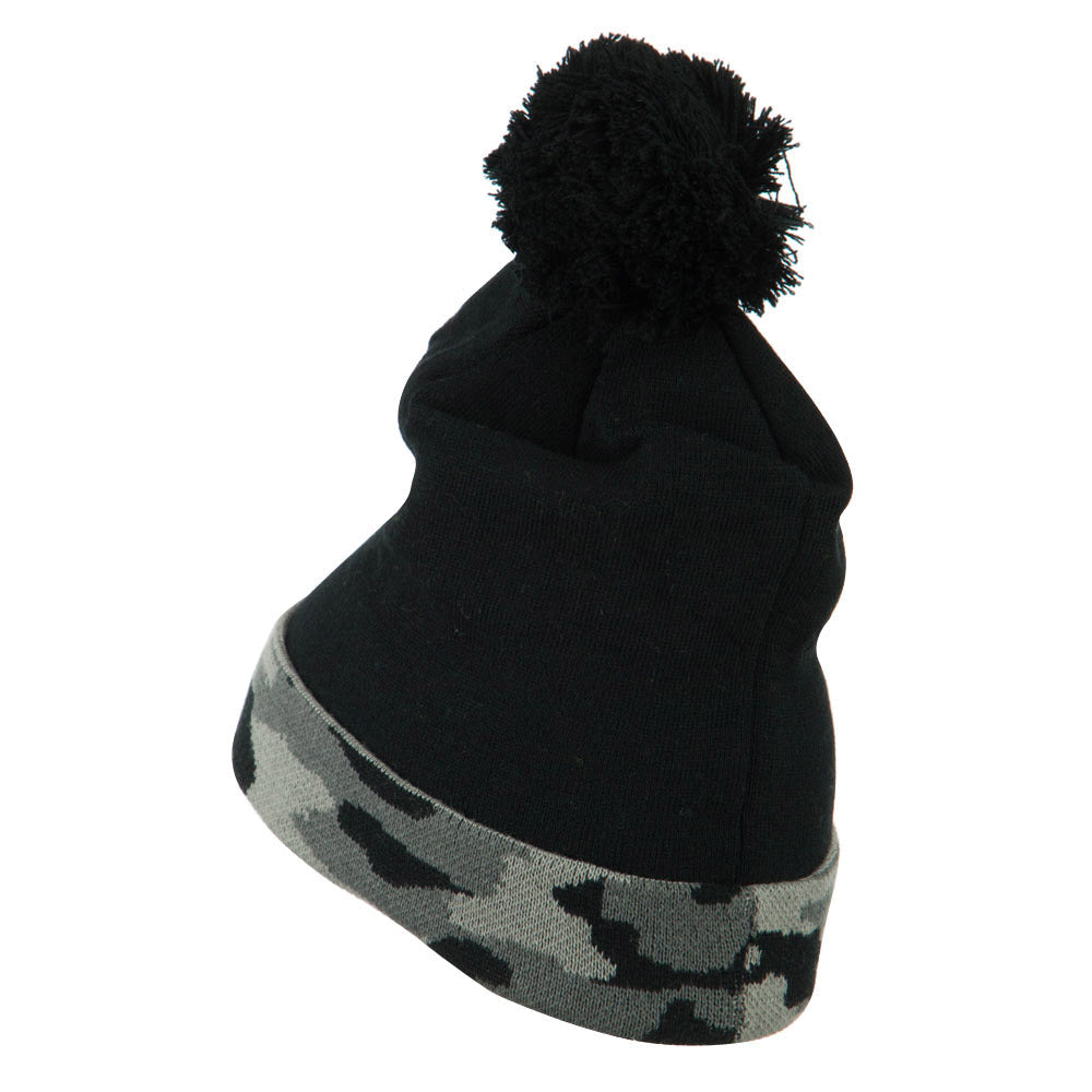Camouflage Cuff Pom Beanie